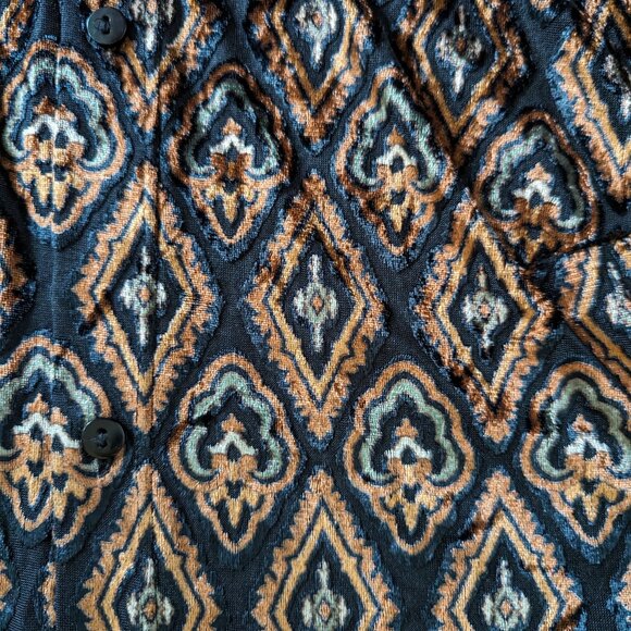 Vintage copper metallic shirt, sheer on the black part of the pattern -stunning! - Picture 9 of 10